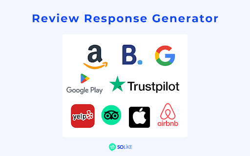 SoLike Review Response Generator - Chrome Extension Website screenshot