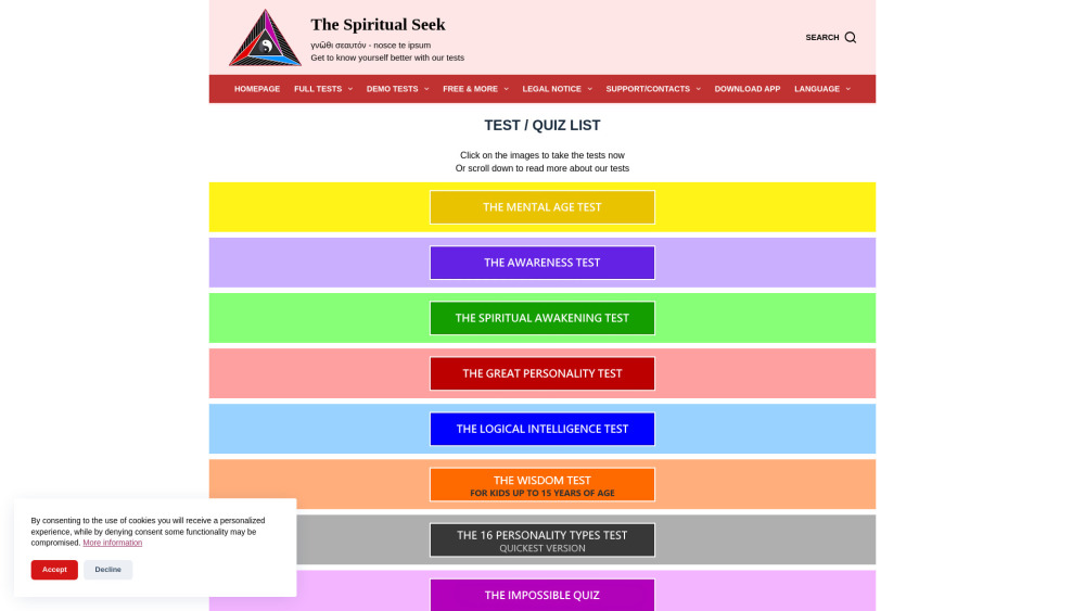 The Spiritual Seek Website screenshot