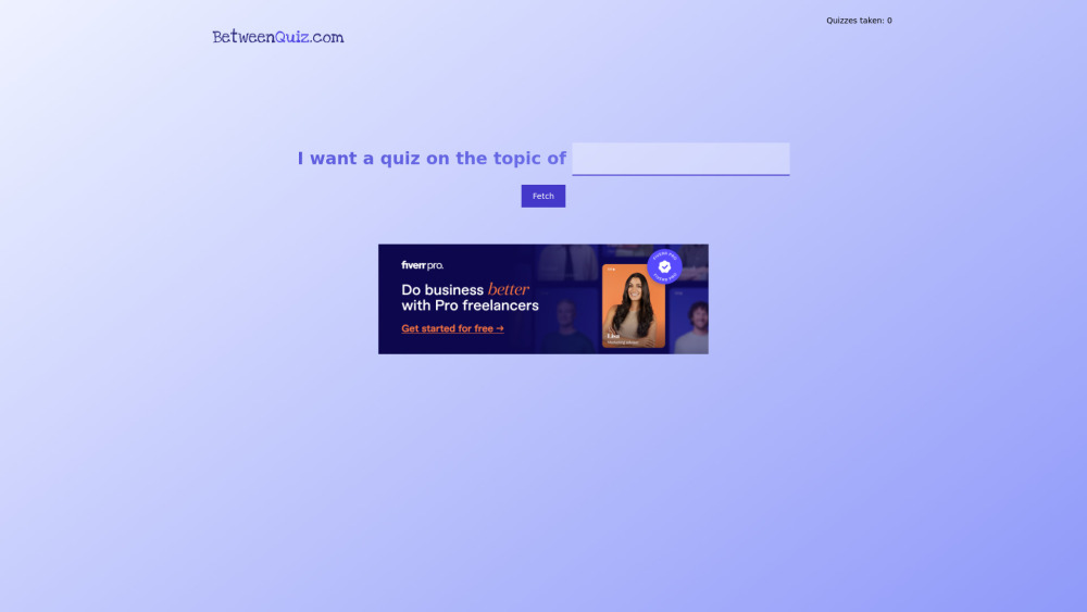 BetweenQuiz Website screenshot