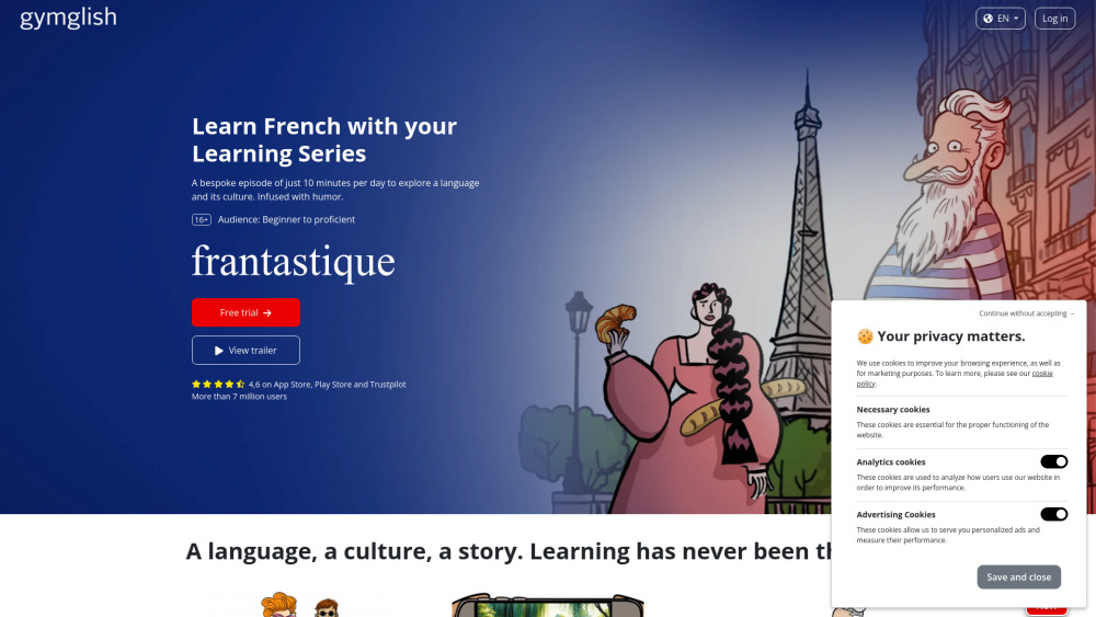 Frantastique - Online French Lessons Website screenshot