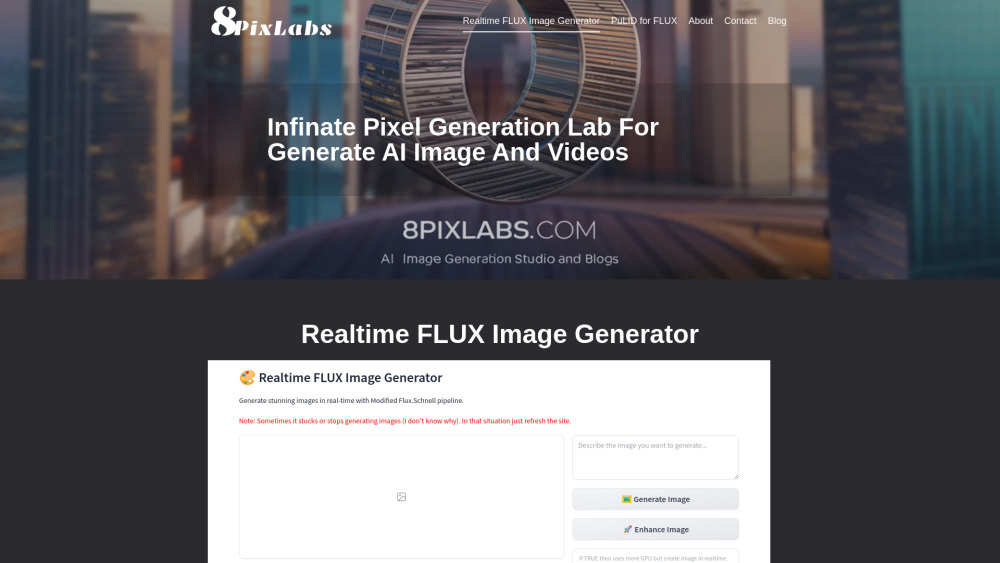 Realtime FLUX Image Generator Website screenshot