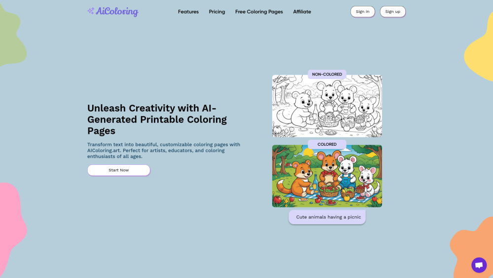 AIColoring.art Website screenshot