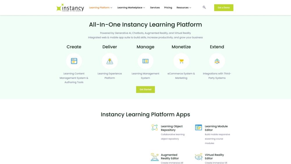 Instancy Learning Platform and Social Learning Network Website screenshot