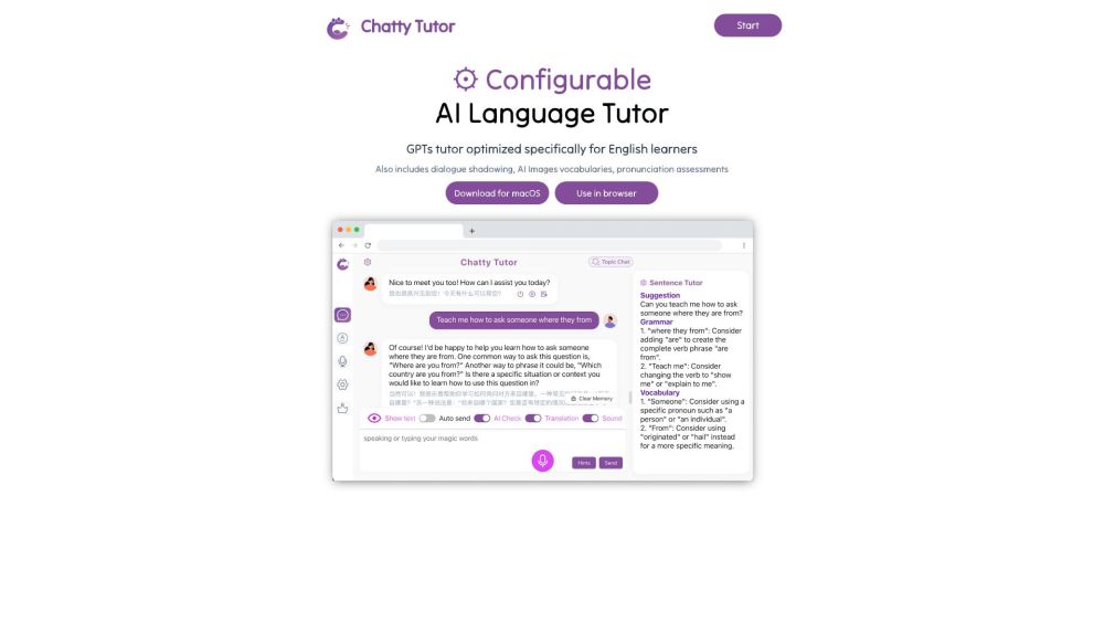 Chatty Tutor - Configurable AI Language Tutor