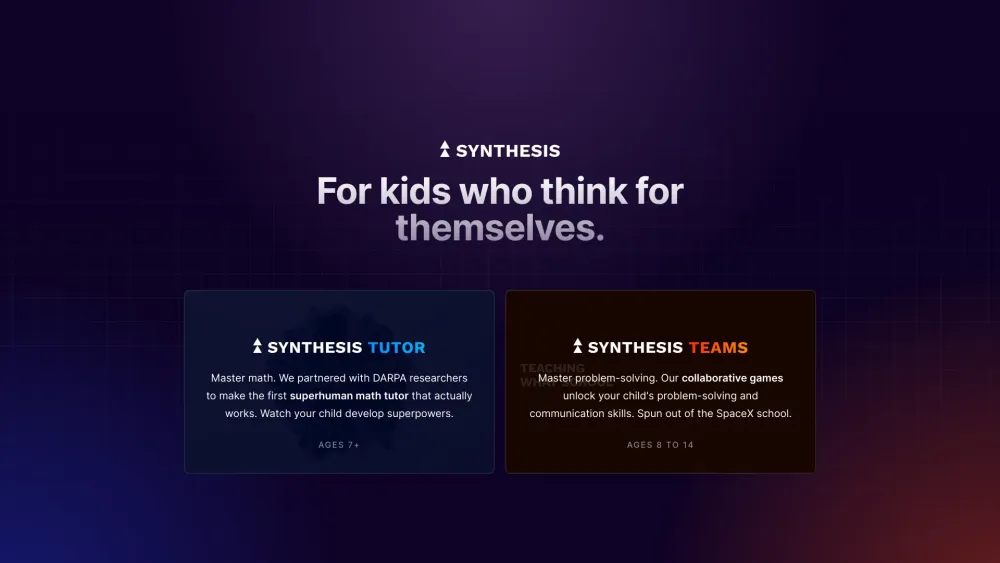 Synthesis Website screenshot