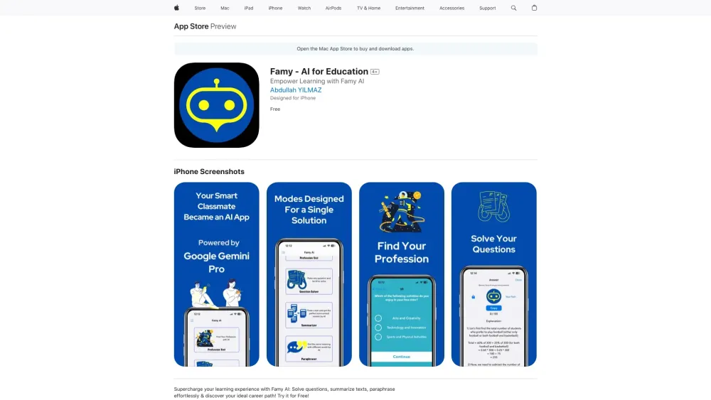 Famy - AI for Education Website screenshot