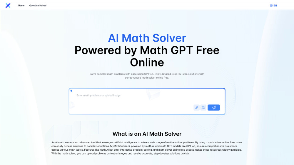 AI Math Solver Powered by Math GPT Free Online Website screenshot