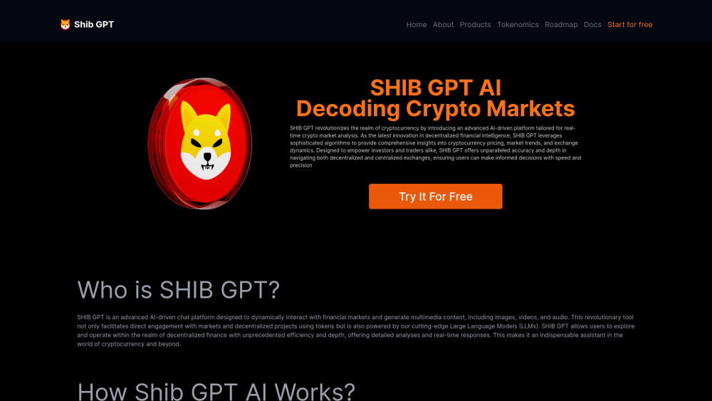 SHIB GPT AI Website screenshot