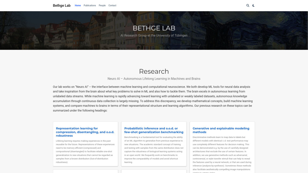 Bethge Lab Website screenshot