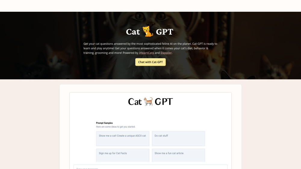 Cat-GPT Website screenshot