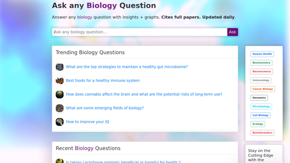 bioloGPT Website screenshot