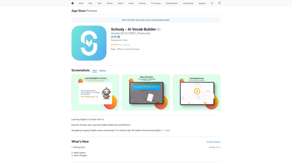 Scitudy App Website screenshot