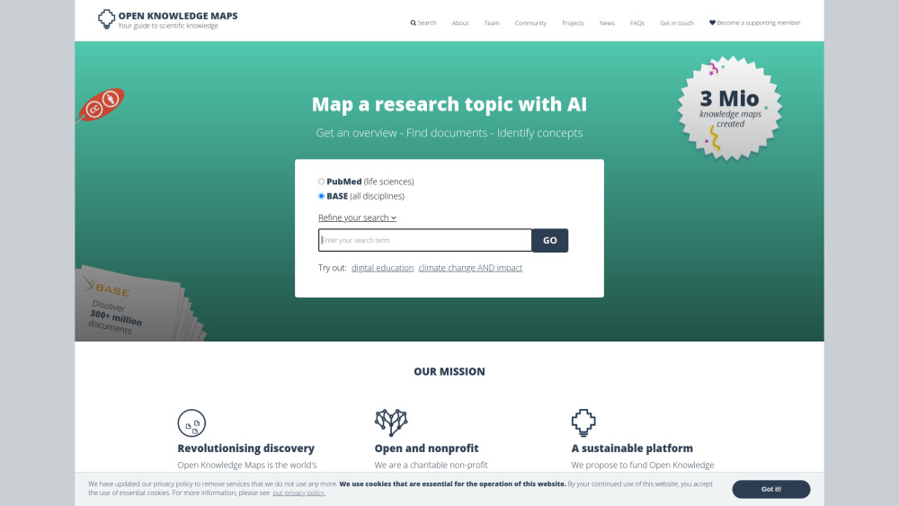 Open Knowledge Maps Website screenshot