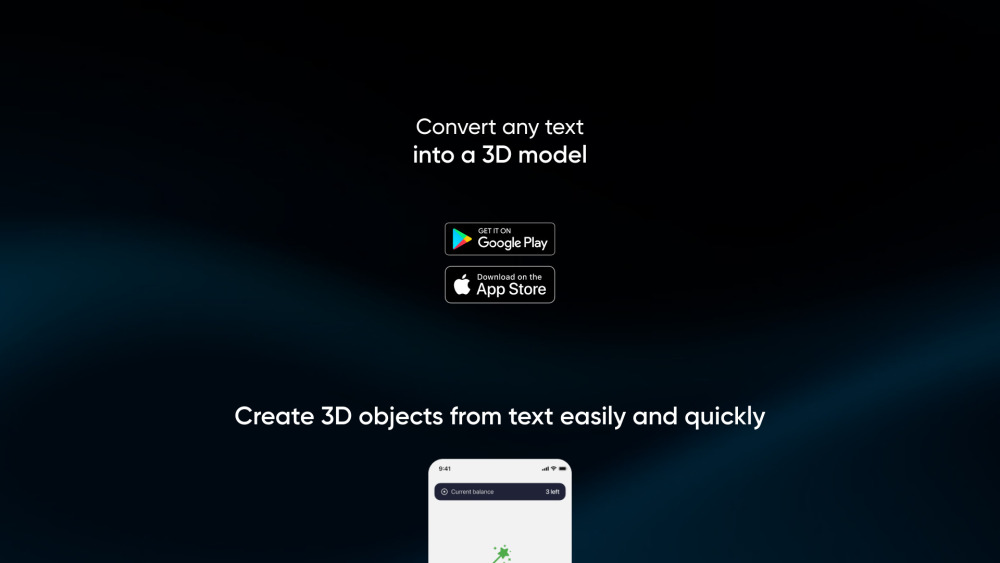 TextTo3D Website screenshot