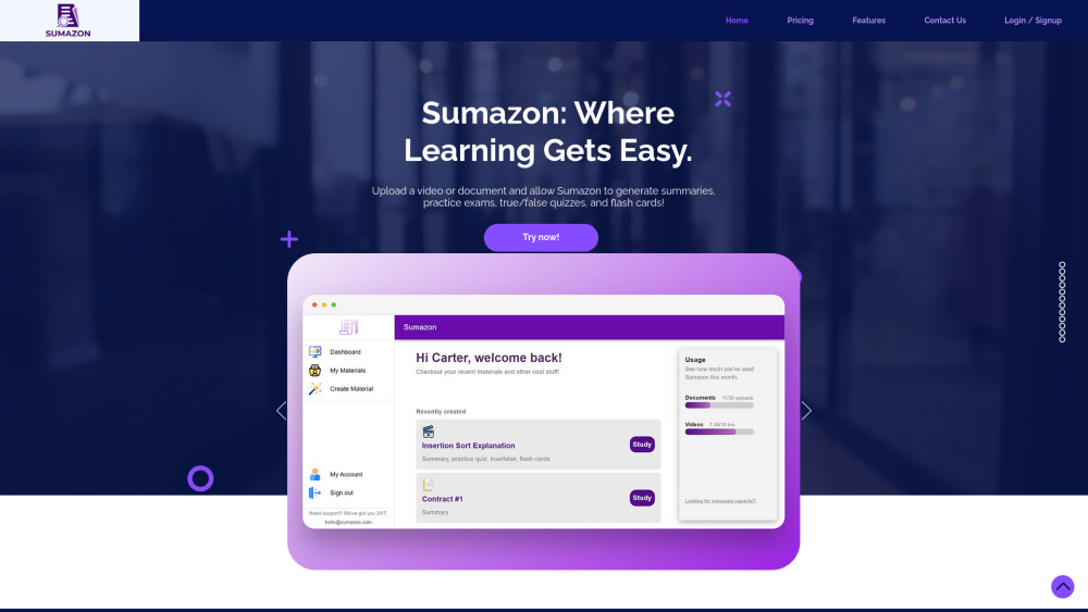 Sumazon Website screenshot