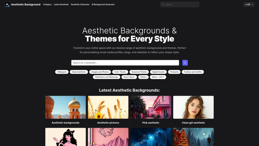 Aesthetic Backgrounds Website screenshot