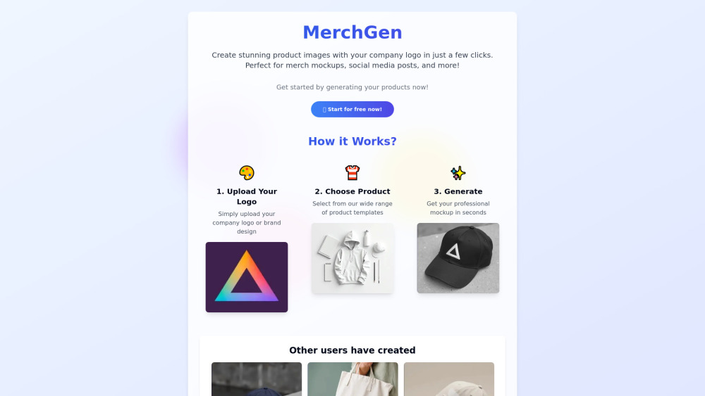 MerchGen Website screenshot