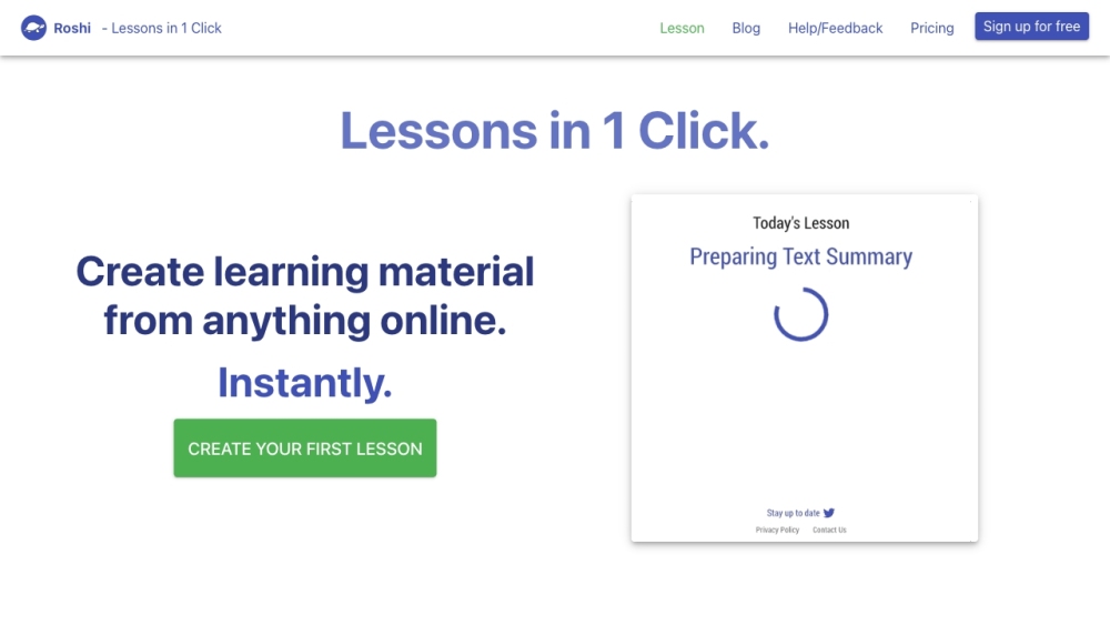 Roshi - Lessons in 1 Click Website screenshot