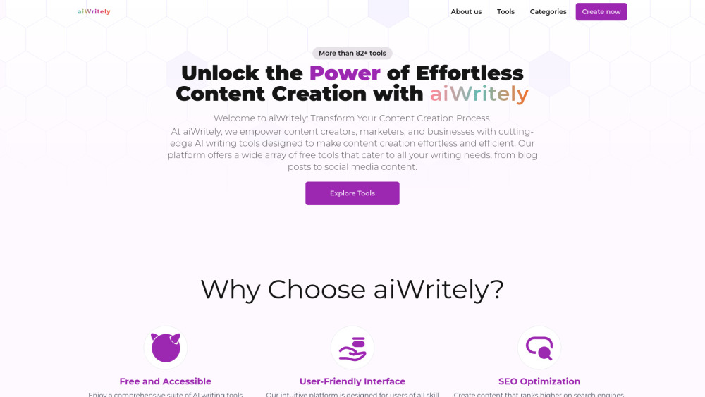 aiWritely Website screenshot