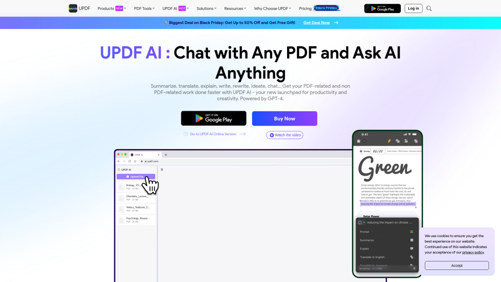 UPDF AI Website screenshot