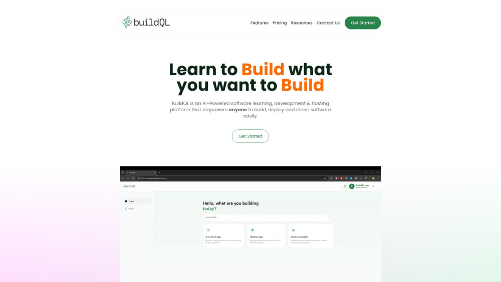 BuildQL Website screenshot