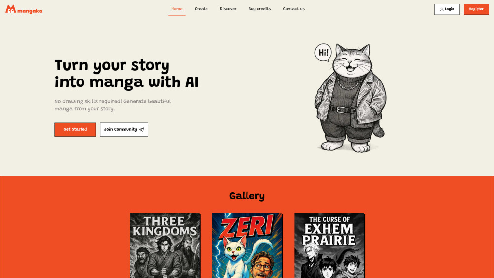 Mangaka.app Website screenshot