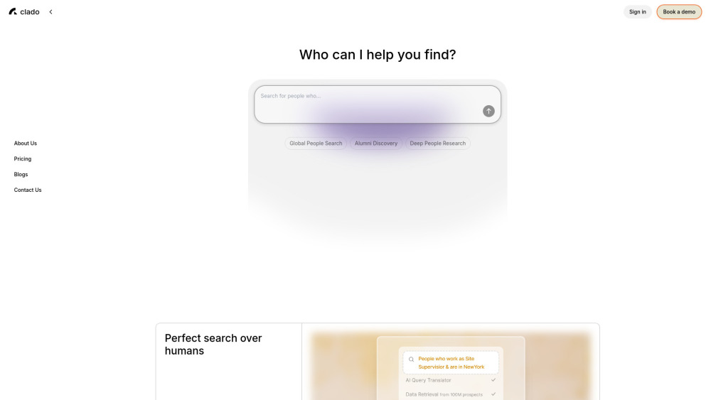 Clado Website screenshot