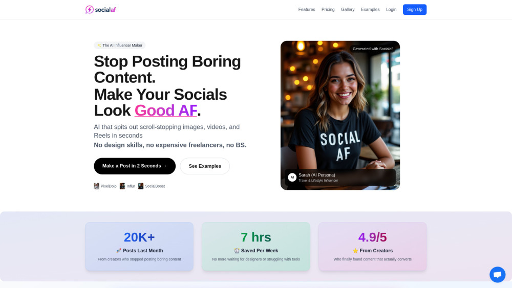 Social AF Website screenshot