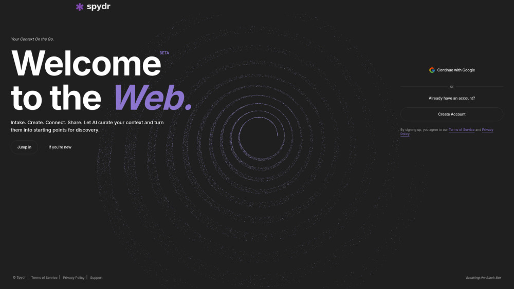 Spydr Memory MCP Website screenshot