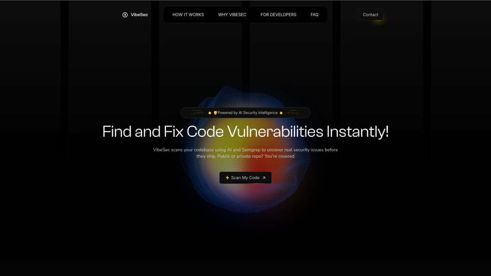VibeSec Website screenshot