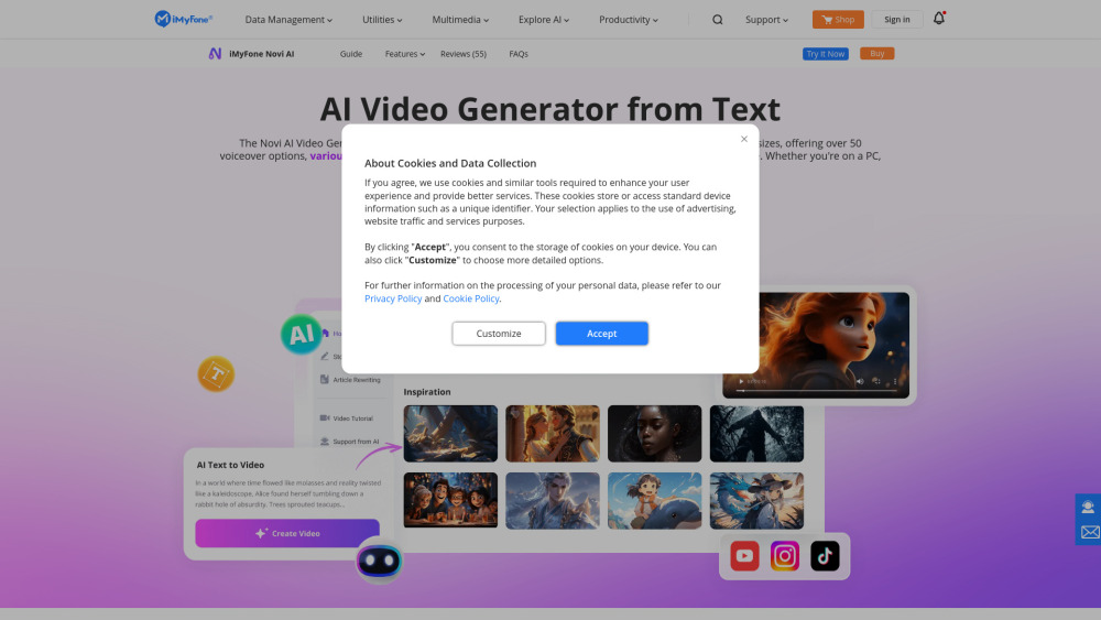 Novi AI Website screenshot