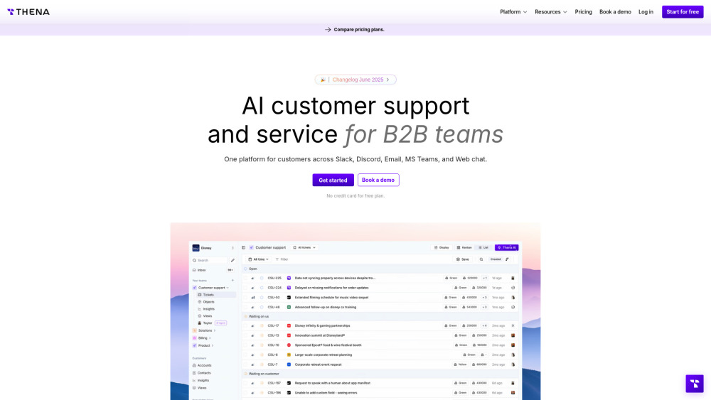 Thena Website screenshot
