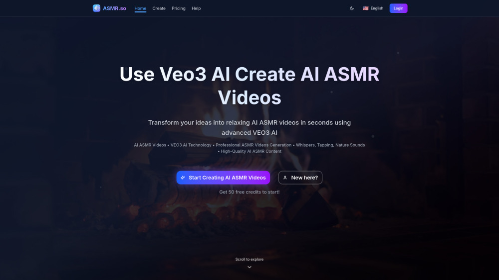 AI ASMR Videos Website screenshot
