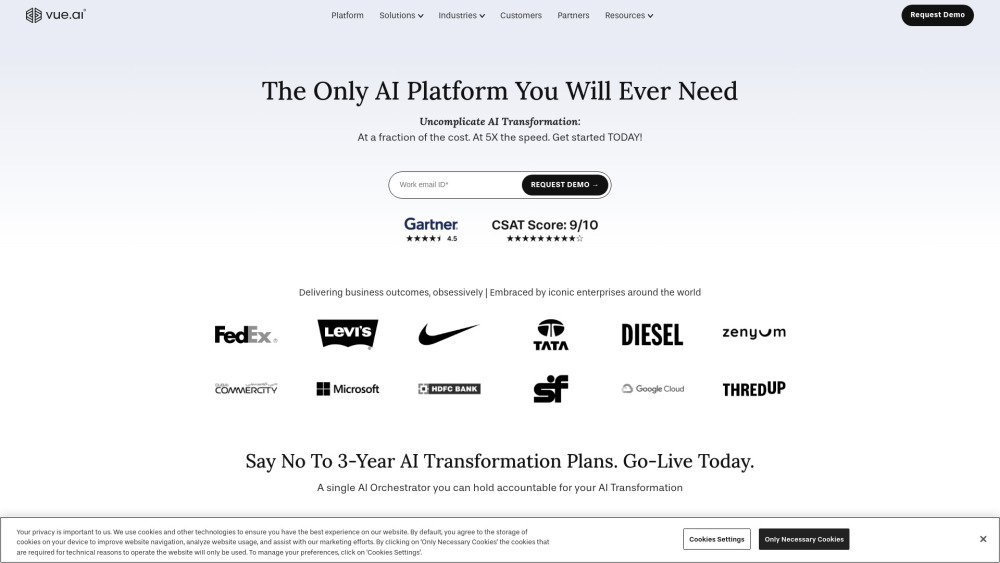Vue.ai Website screenshot
