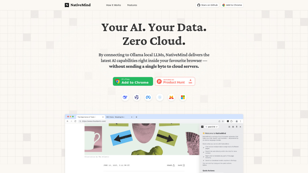 NativeMind Website screenshot