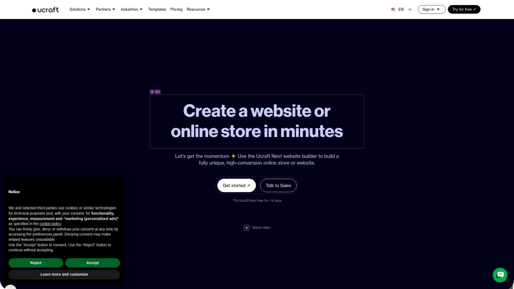 Ucraft Next Website screenshot