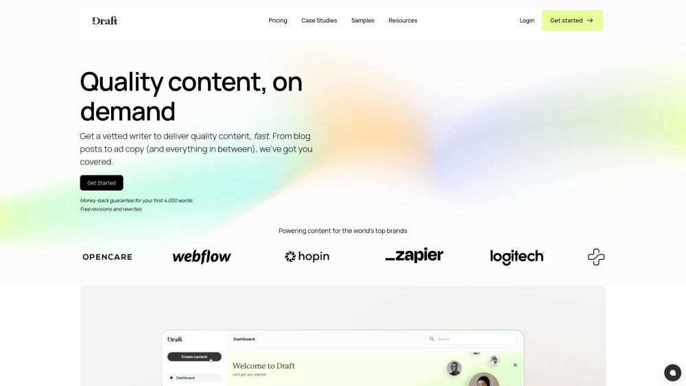 Draft.co Website screenshot