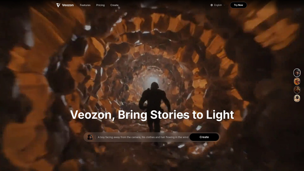 Veozon AI Video Generator Website screenshot