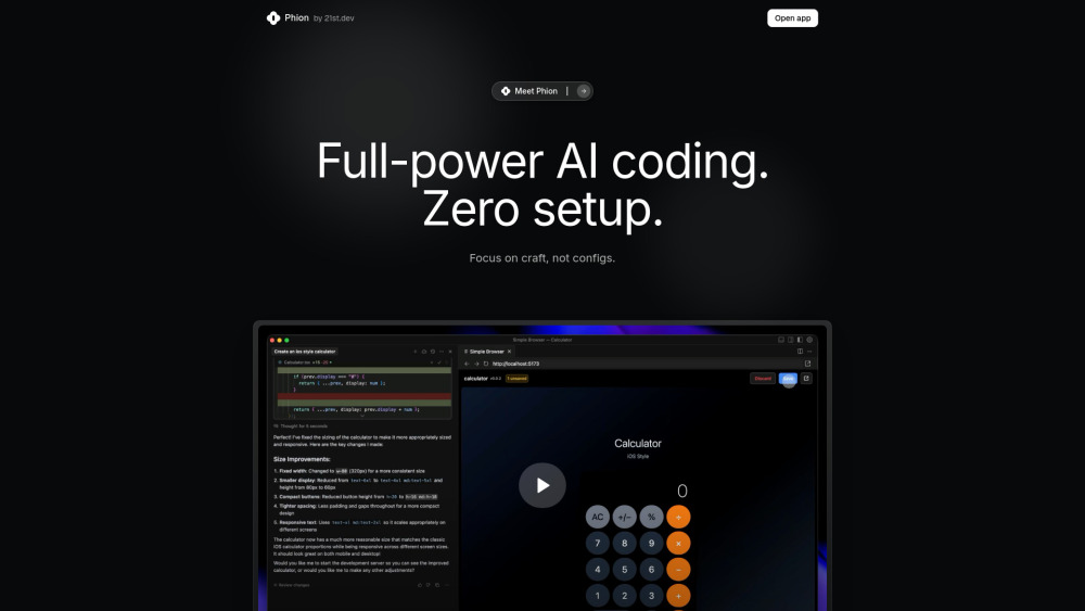 Phion Website screenshot