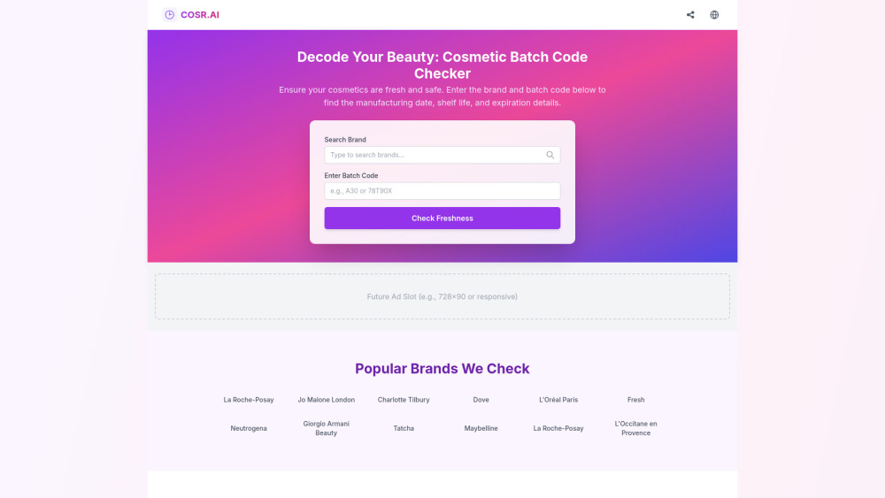 Cosmetic Batch Code Checker