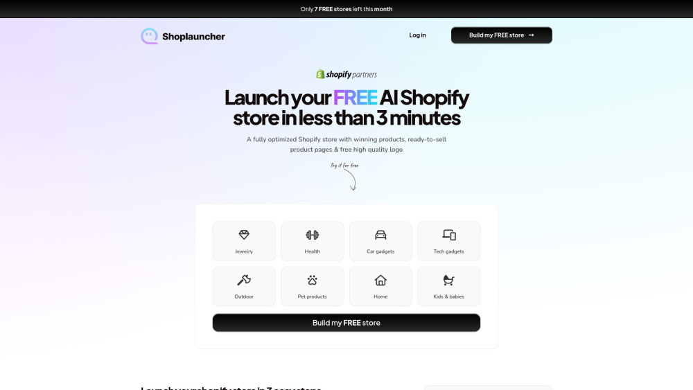 Shoplauncher AI Website screenshot
