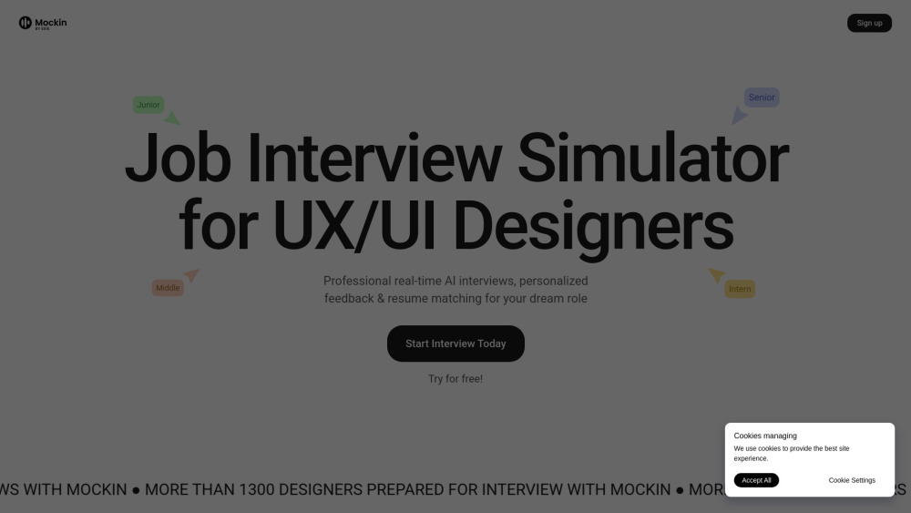 Mockin Website screenshot
