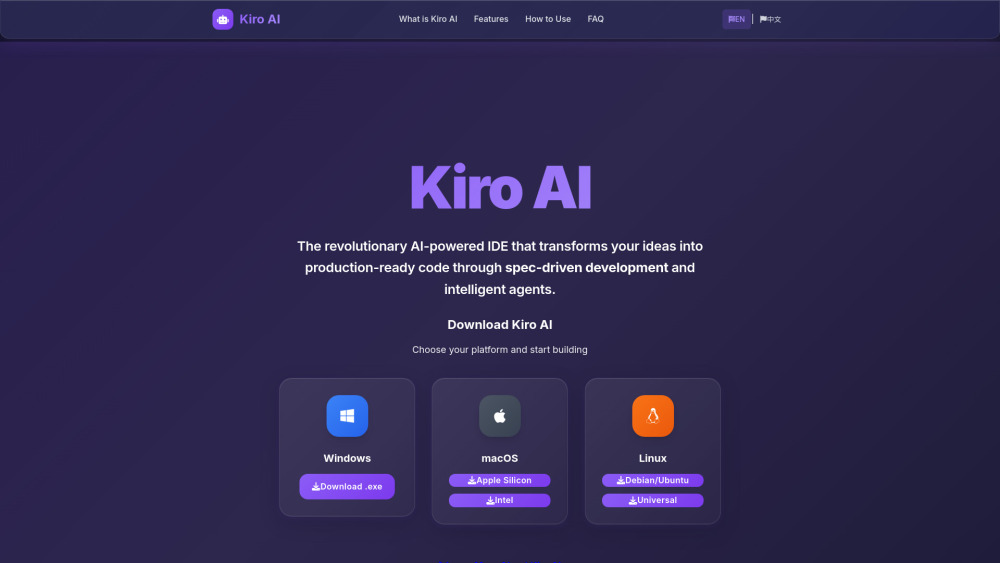 Kiro AI Website screenshot