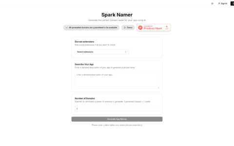 Spark Namer - AI Domain Name Generator | Brandable Names