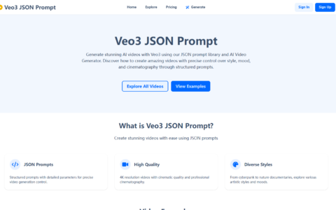 Veo3 JSON Prompt - AI Video Generator | 4K in Minutes