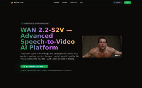 WAN 2.2-S2V - AI Speech-to-Video Tool | 40+ Languages