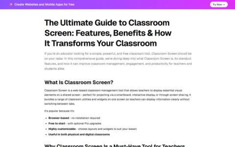 Classroom Screen - Free Classroom Management Tool