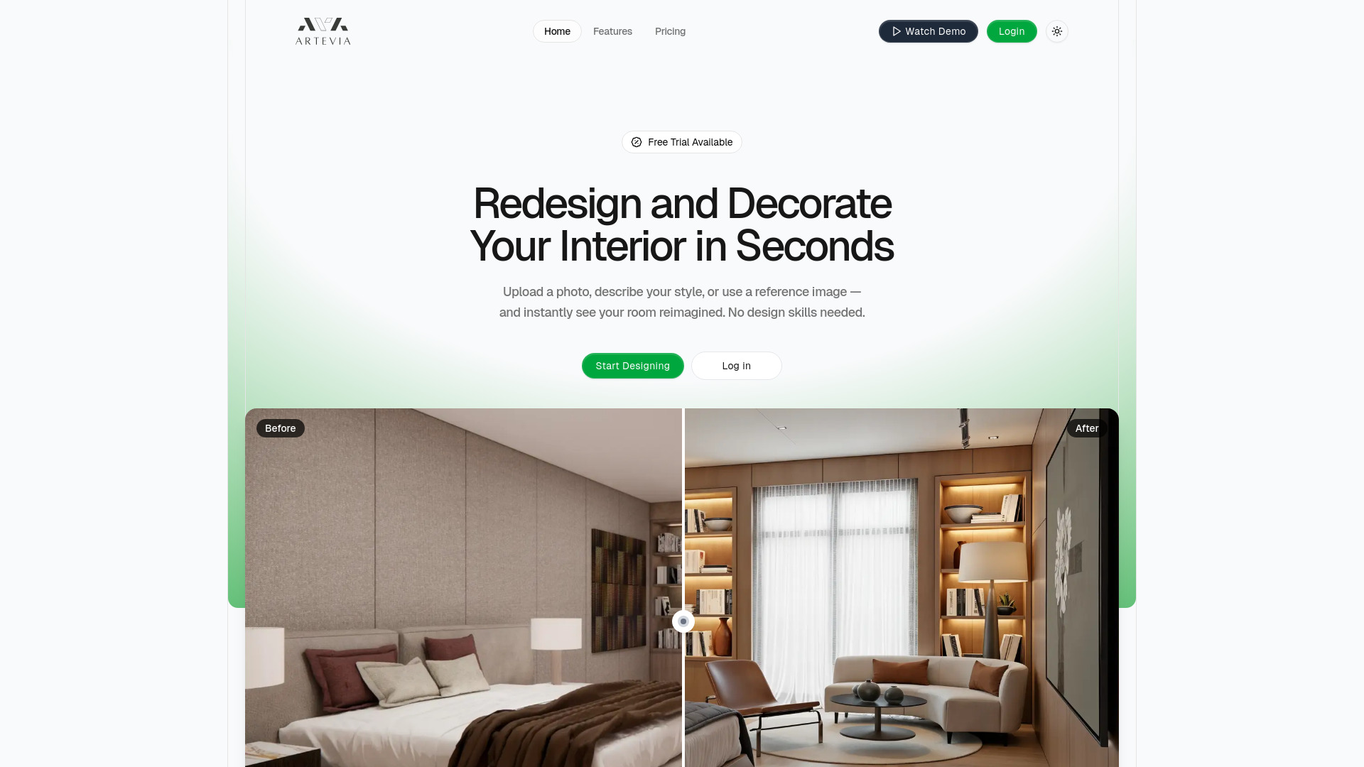 Artevia - AI Interior Design Tool | Transform Spaces | tyy.AI Tools