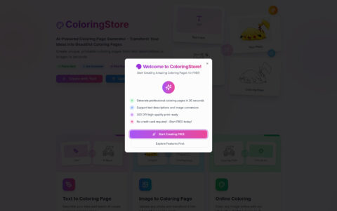 ColoringStore - Free AI Coloring Page Generator Tool