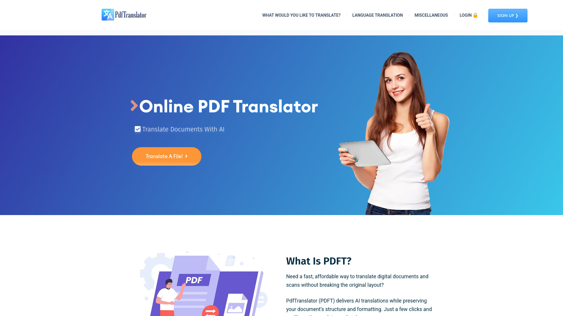 PDFT.AI: Online PDF Translator - Free AI Document Translation Tool ...